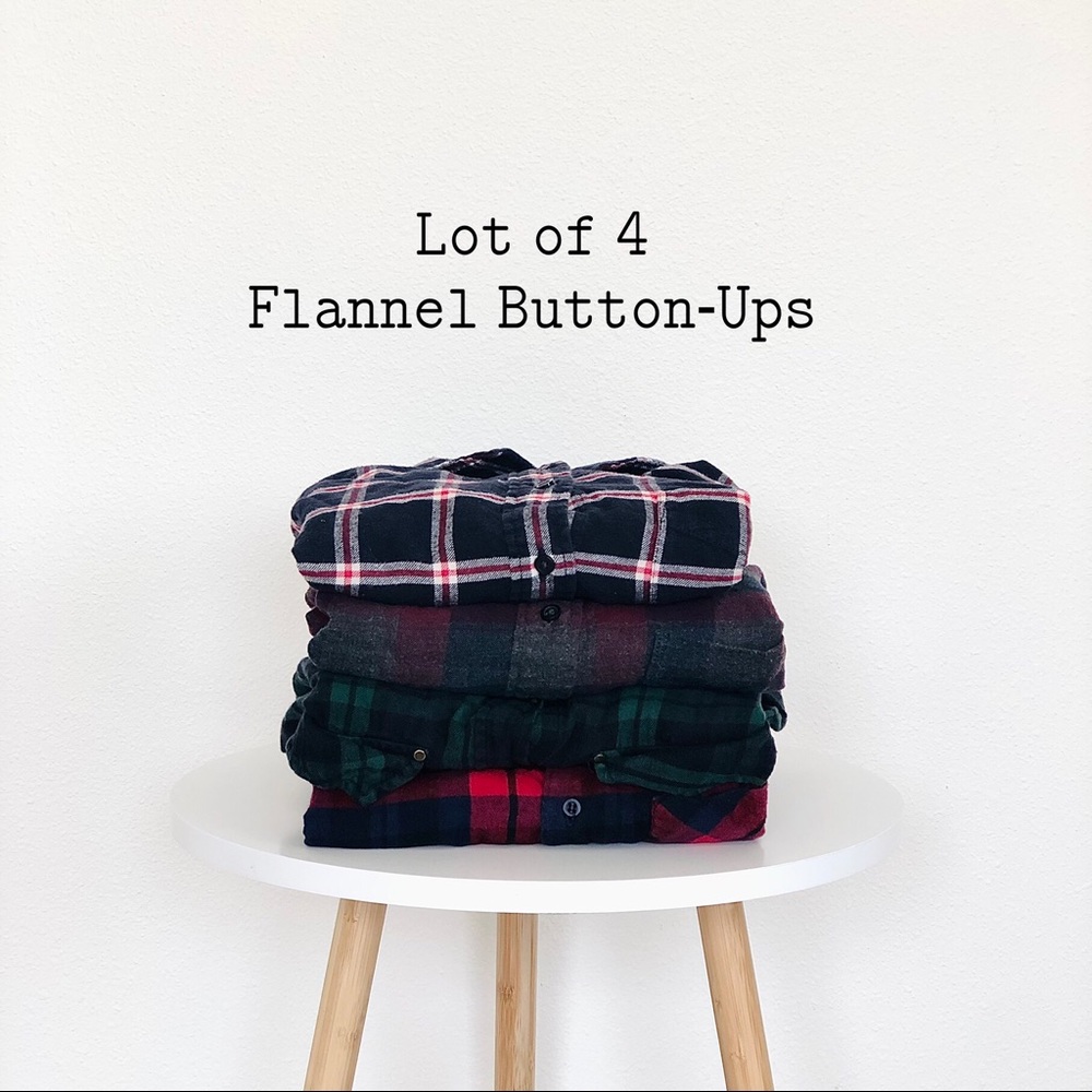 Lot of 4 Flannel Button-Ups